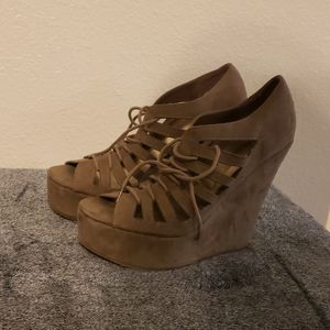 brown suede wedges